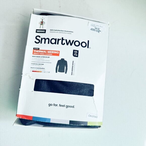 Smartwool Thermal Merino Wool  Men's Base Layer 1/4 Zip Charcoal Grey  XXL - Picture 2 of 4